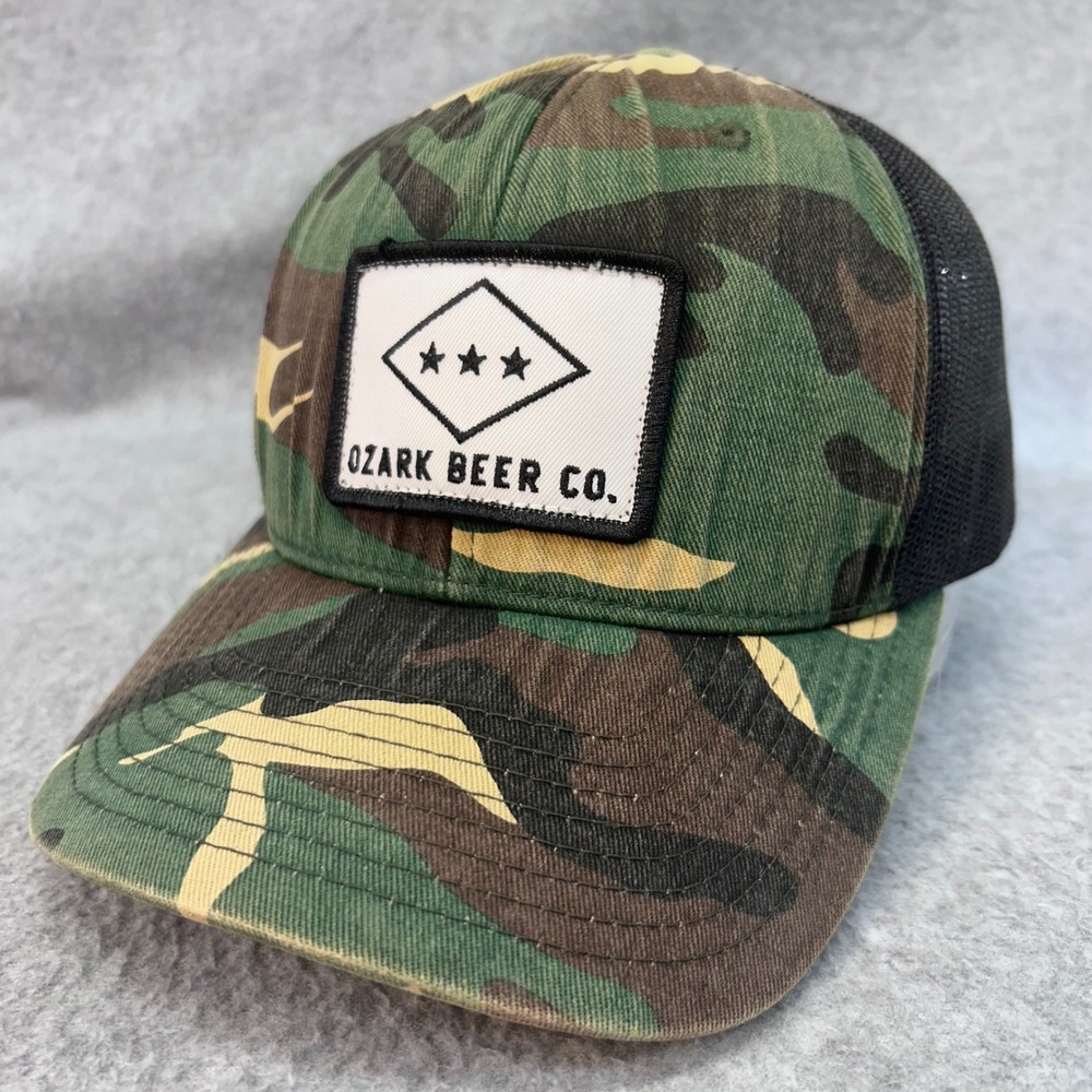 Ozark Beer Co Logo Mens Camo Trucker Hat Snapback Mesh OSFM